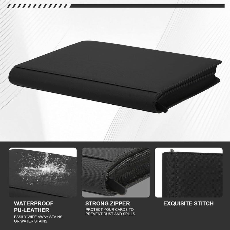 MOSLA Toploader Binder,Trading Card Binder Storage Hold up 288 Cards 9-Pocket Top Loader Binder with Sleeves for 3"x4" Rigid Toploaders Hard Cases (9Black) - Image 2